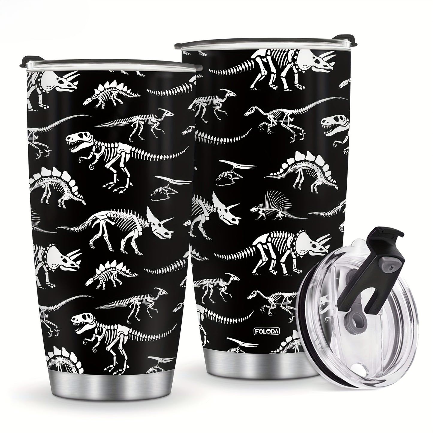 Dinosaur 20oz Insulated Tumbler with Lids, Double Wall Vacuum Stainless Steel Travel Mug - Gift for Dinosaur Enthusiasts