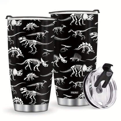 Dinosaur 20oz Insulated Tumbler with Lids, Double Wall Vacuum Stainless Steel Travel Mug - Gift for Dinosaur Enthusiasts