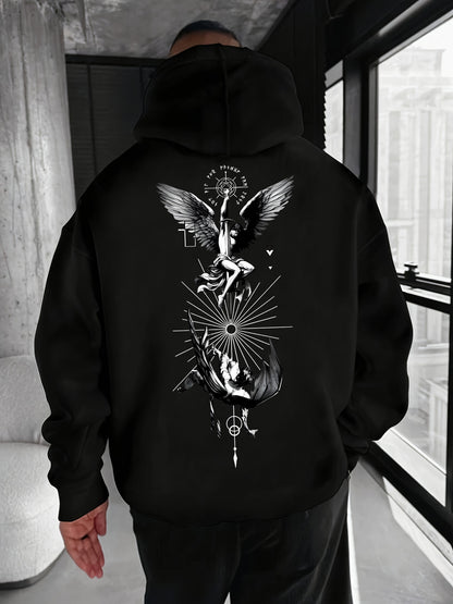 Guardian Angel Hoodie for Men - Symbolic Graphic Pullover, Divine Streetwear for Comfort & Style in Cold Seasons