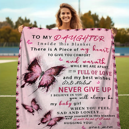 Gift for Daughter: Vintage Butterfly Pillow & Blanket | Flannel Throw, Perfect for Sofa, Travel, and Cozy Comfort