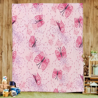 Butterfly & Leopard Print Flannel Throw - Whimsical Animal Mix, Ultra Soft & Warm Fall Winter Blanket, Cozy Gift for Home, Office, Unique Decor