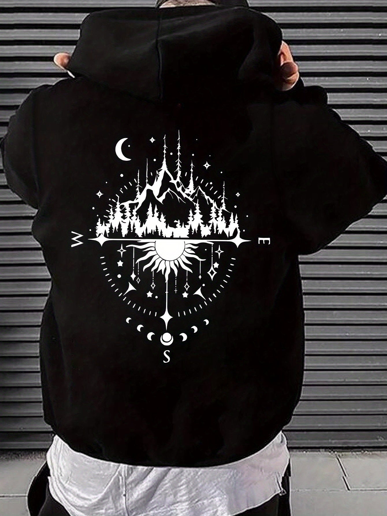 Vintage Castle & Sun Hoodie - Men's Storybook Graphic Pullover, Cozy Kangaroo Pocket Sweatshirt