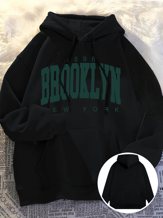 Men's 1898 Brooklyn Hoodie | Vintage Archive Print, Retro Casual Hooded Sweatshirt Pullover
