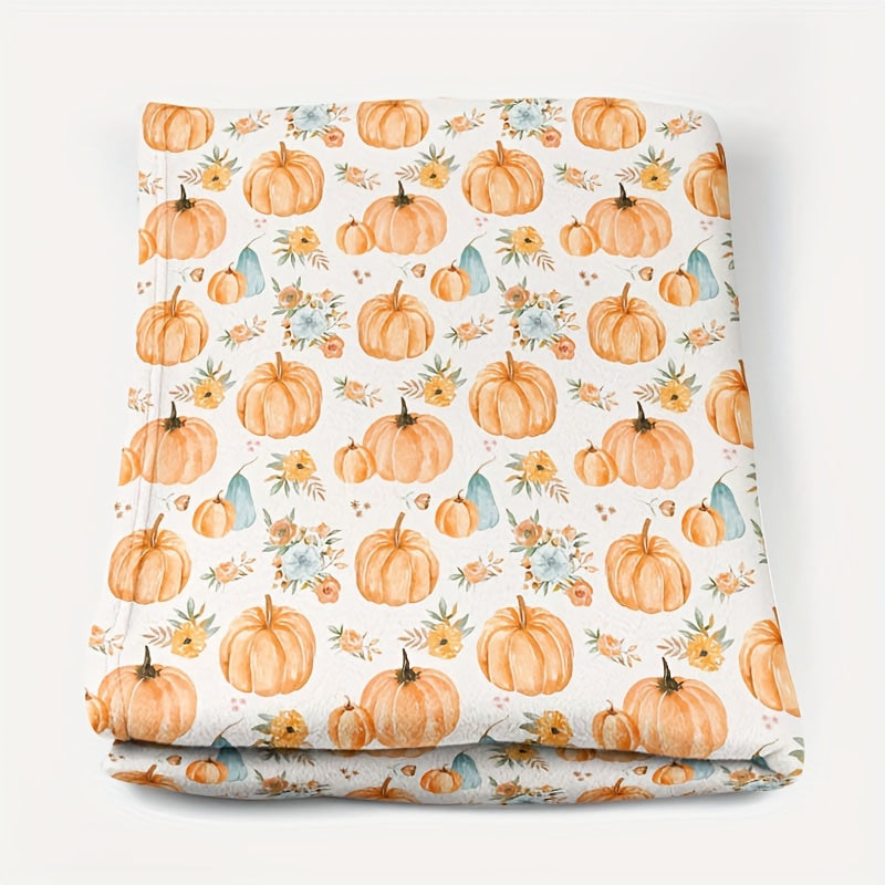 Cozy Pumpkin Fall Throw Blanket - Vibrant Harvest Print, Machine Washable Decor for Couch, Bed & Sofa