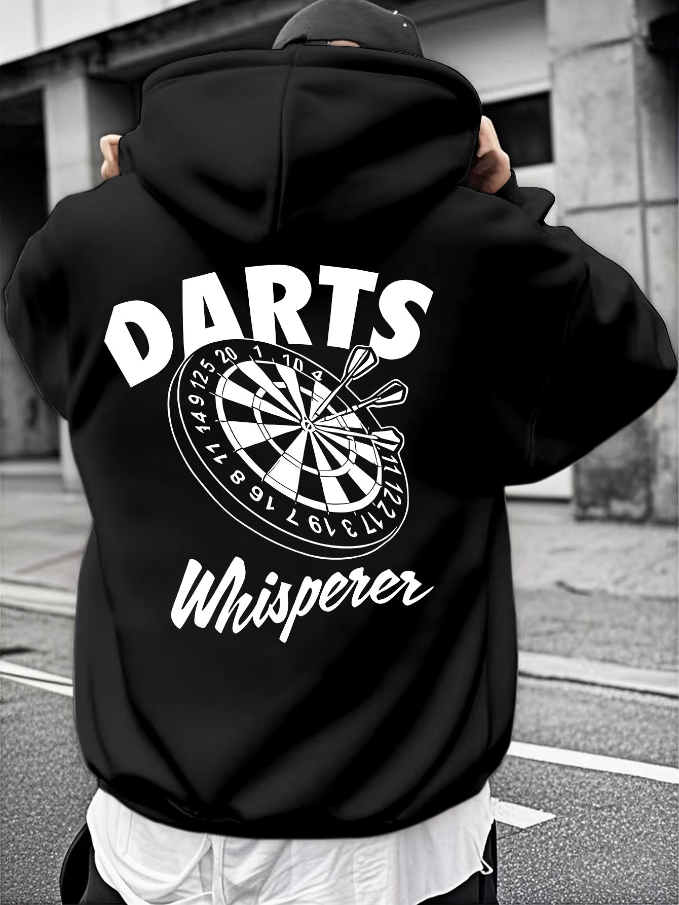 Darts Player Hoodie - The Whisperer Print, Regular Fit Casual Hooded Sweatshirt for Enthusiasts
