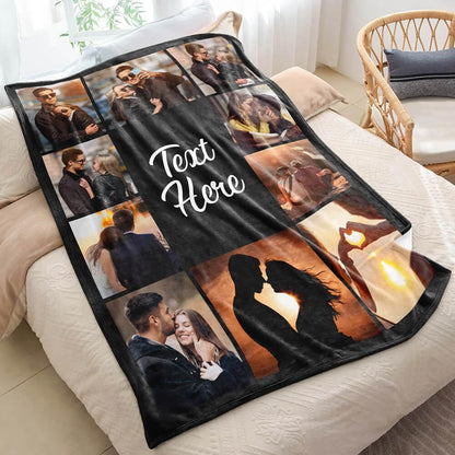 Personalized Photo & Text Blanket - Custom Family & Couple Gift for Mom, Dad, Anniversary, Christmas, Heartwarming Memory Keepsake Throw