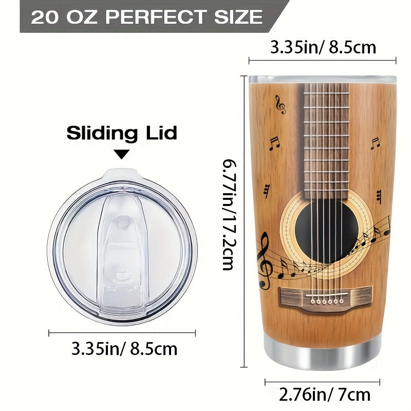 20oz Guitar Tumbler with Lid - Stainless Steel Travel Mug with Guitar Chord Chart Design | Double Wall Vacuum Insulated, Leakproof | Gift for Musicians