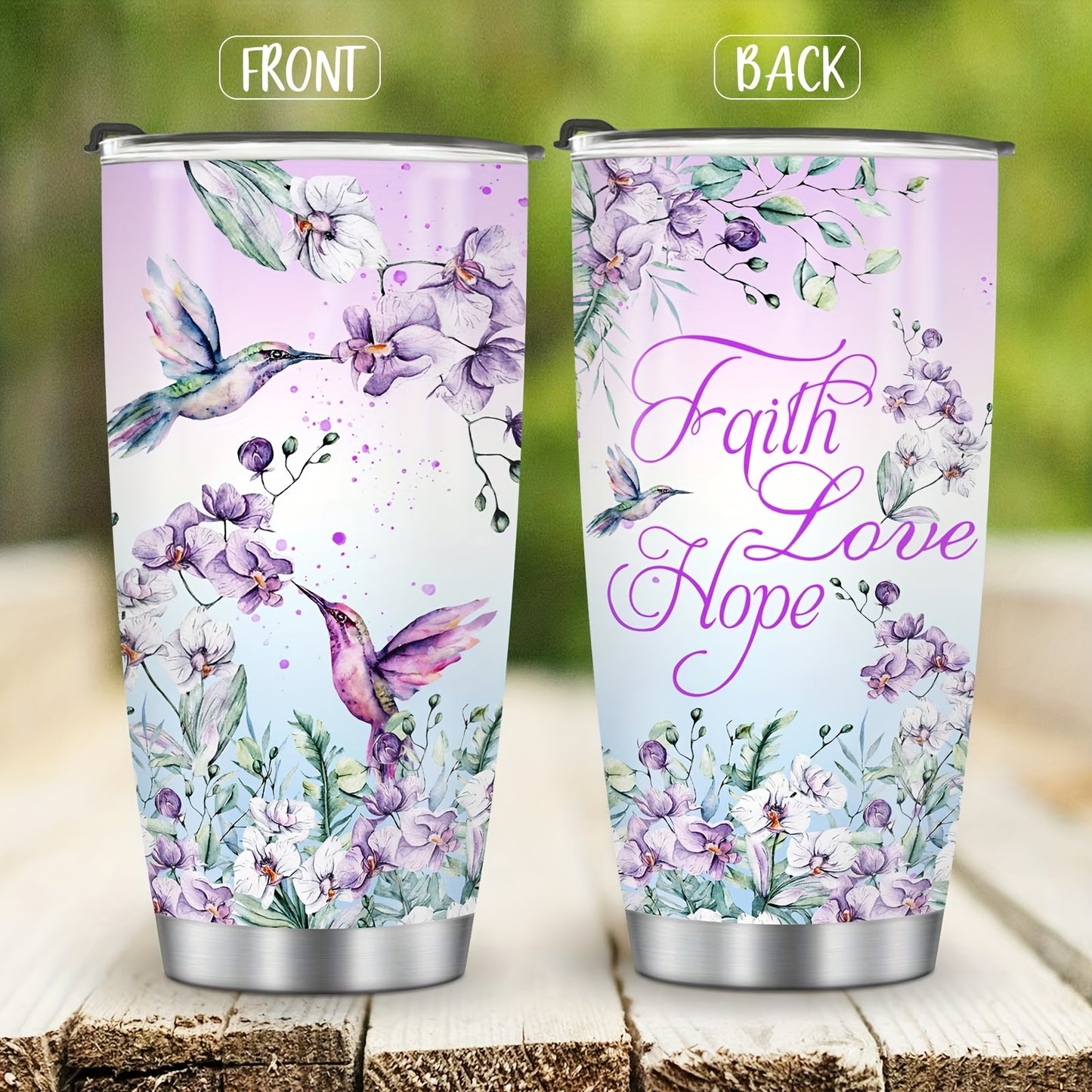 Hummingbird & Flower Tumbler - 20oz Vacuum Insulated Travel Coffee Cup, Perfect Heartfelt Gift for Mother, Grandma, Mama, Sister & Daughter