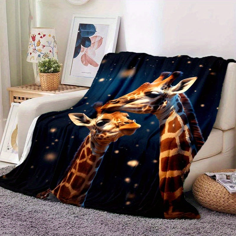 Giraffe Print Flannel Throw Blankets - Wildly Cute & Lightweight Blanket | Soft Safari-Themed Gift for Kids, Nursery Decor, and Cozy Adventures