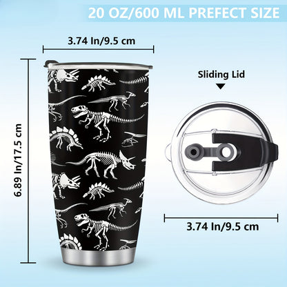 Dinosaur 20oz Insulated Tumbler with Lids, Double Wall Vacuum Stainless Steel Travel Mug - Gift for Dinosaur Enthusiasts