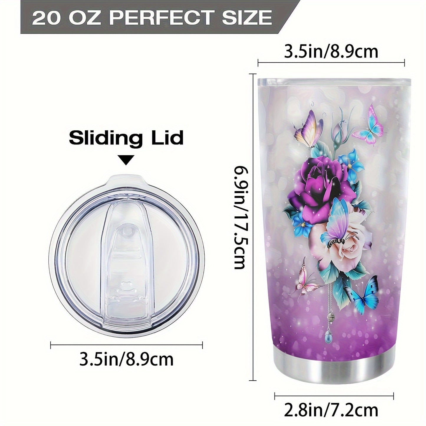 Thoughtful Gift for Parents - 20oz Elegant Floral Stainless Steel Tumbler, Double-Wall Vacuum Insulated Travel Mug | Keeps Drinks Hot/Cold, Hand Wash Care