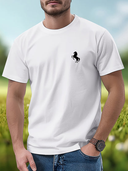 Fashion Horse Graphic Print T-Shirt for Men Streetwear Trend Short Sleeve Crew Neck Tee Shirts Tops