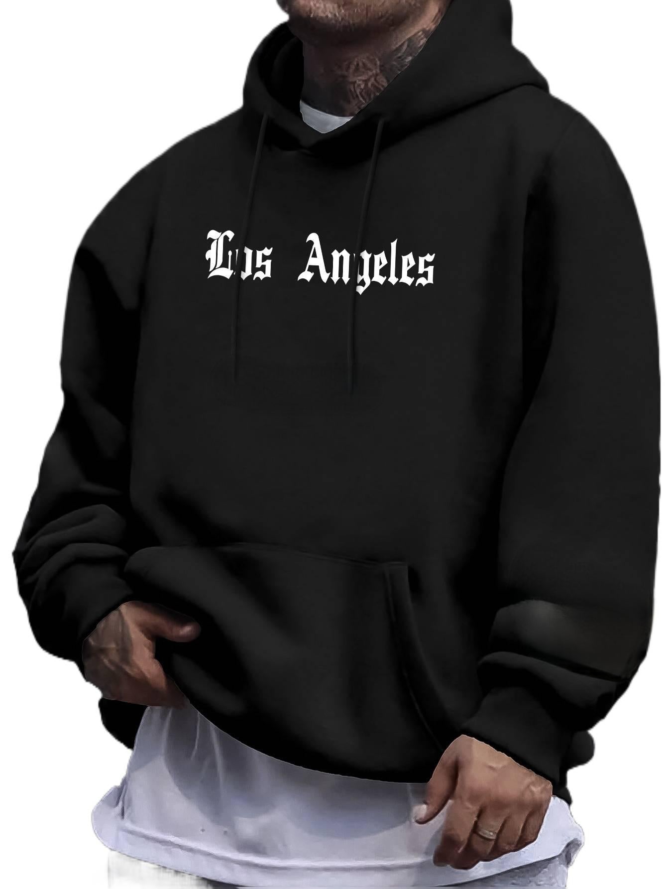Upgraded Basic Hoodie for Men - Signature Print Pullover with Adjustable Hood & Kangaroo Pocket, Heritage Fit for Everyday Reliability