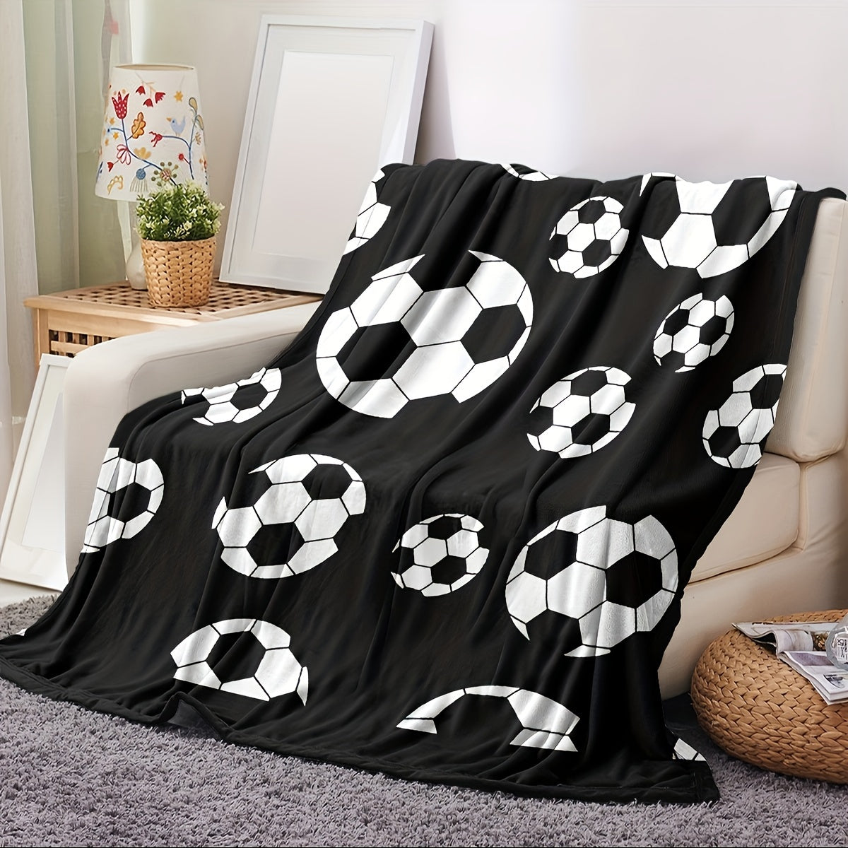 Football Fan Gift Blanket - Sport Themed Flannel Throw with Team Spirit Design, Soft & Warm for Game Day, Home, Tailgating, All Season Use
