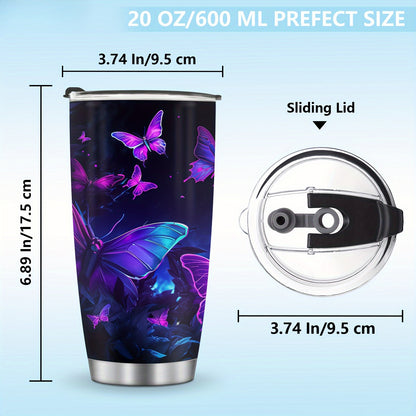 Glitter Butterfly Tumbler - Sparkling Stainless Steel Insulated Cup, 20oz Travel Mug for Hot & Cold Drinks | Perfect Holiday, Birthday Gift for Her, Women, Girls