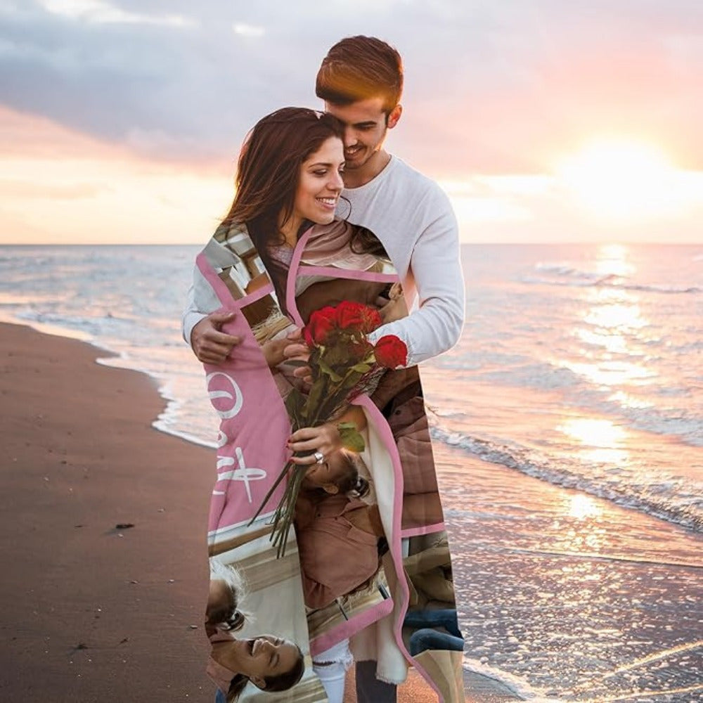 Personalized Photo Shawl for Her - Custom Flannel Wrap with Your Picture, Pill & Wrinkle Resistant, Cozy Gift for Wife on Anniversary, Christmas