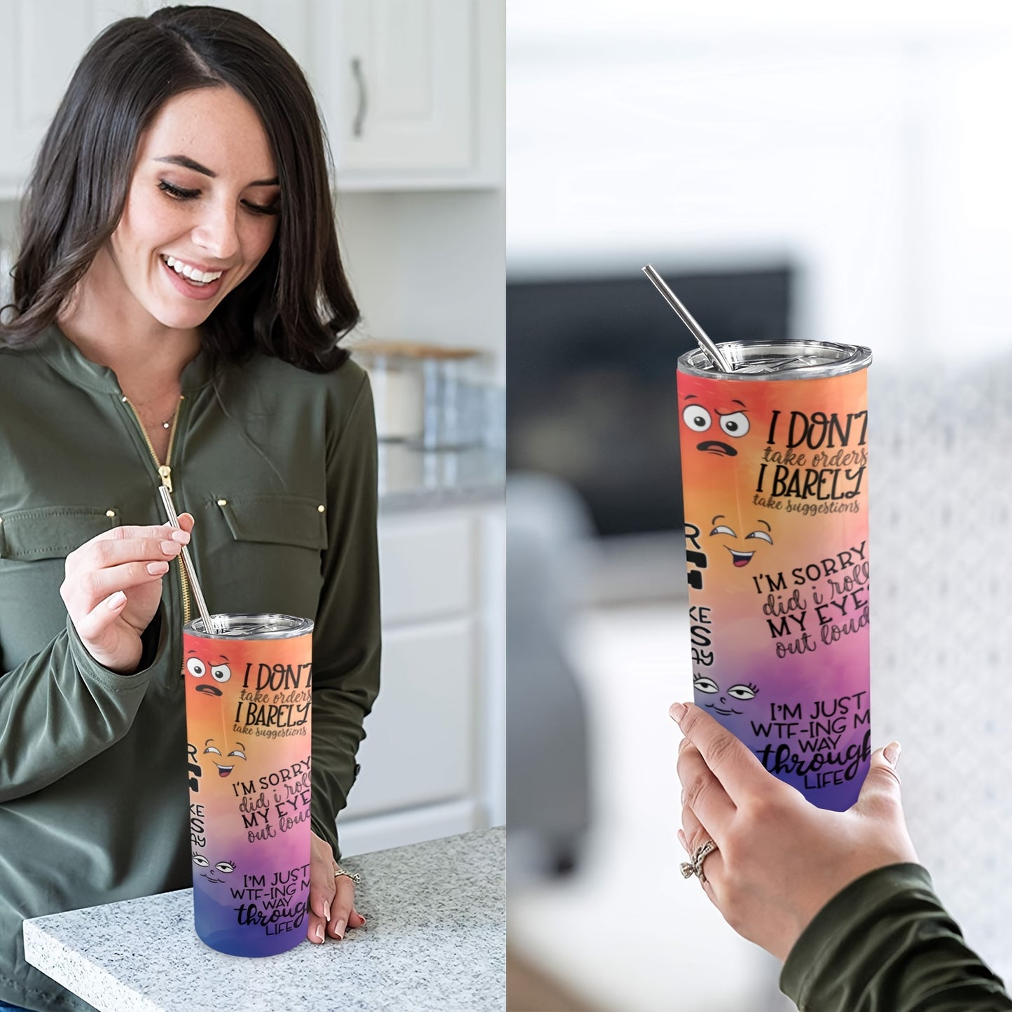 Sarcastic Skinny Tumbler Gift - 20oz Slim Design Stainless Steel Insulated Cup, Perfect Fit for Car, Travel & Office | Funny Coffee Mug for Friends, Him, Her