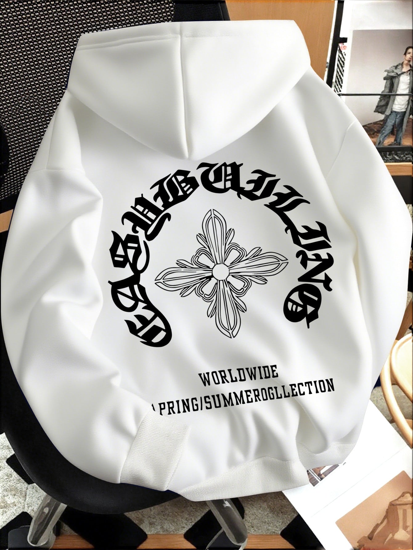 Gothic Streetwear Trend Hoodie Men - Hip-Hop Letter Print, Bold Typography Regular Fit Pullover