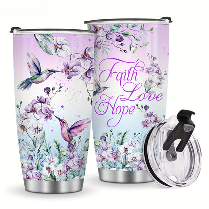 Hummingbird & Flower Tumbler - 20oz Vacuum Insulated Travel Coffee Cup, Perfect Heartfelt Gift for Mother, Grandma, Mama, Sister & Daughter