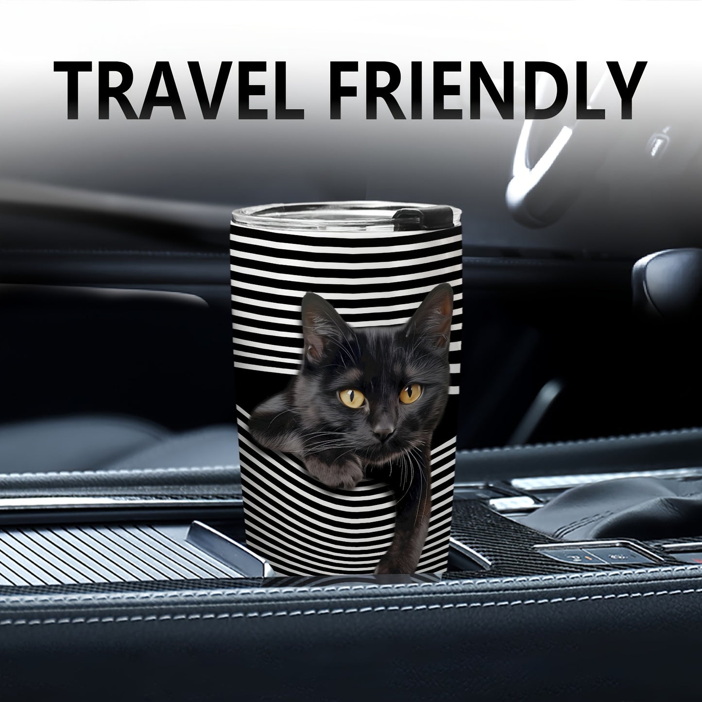 Fun Cat Tumbler Gift Set - 20oz Stainless Steel Insulated Cup - Perfect Christmas, Birthday, Mother‘s Day Gift for Animal Lovers & Girls