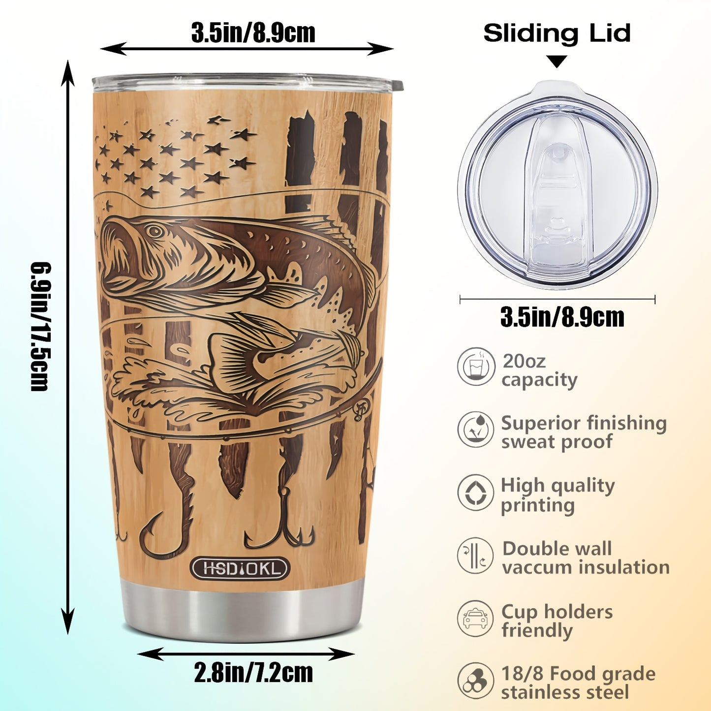 Personalized Funny Fishing Tumbler 20oz - Custom Name or Text, "Gone Fishing" Design Stainless Steel Cup, Gift for Dad, Men, Women, Birthday & Christmas