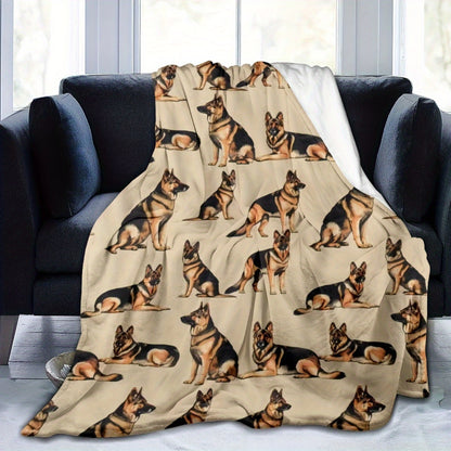 German Shepherd Lover‘s Flannel Throw | Plush Sofa & Bed Blanket with Exquisite Portrait