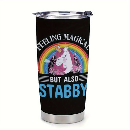 "Feeling Magical But Also Stabby" Tumbler 20oz - Funny Valentine's Day Coffee Mug | Vacuum Insulated Stainless Steel Travel Cup