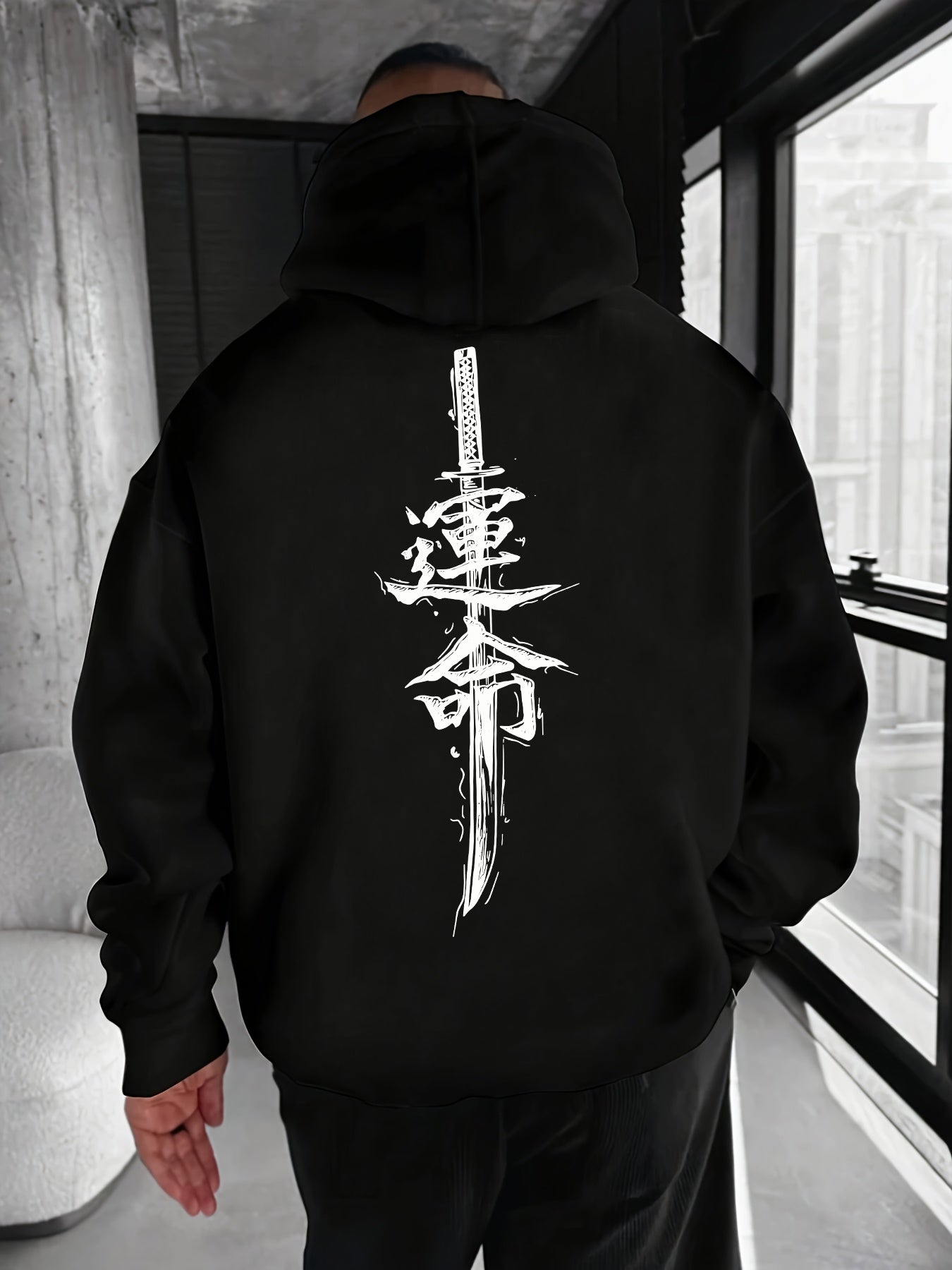 "Destiny Awaits" Men's Graphic Hoodie - Mystical & Philosophical Print Oversized Pullover | Fall Winter Statement Streetwear with Kangaroo Pocket