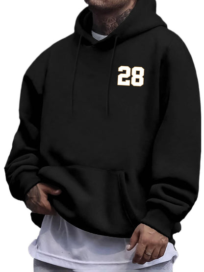 Fashion Number Graphic Hoodie for Men - Urban Streetwear Pullover with Kangaroo Pocket | Trendy Casual Sweatshirt, Soft & Statement-Making