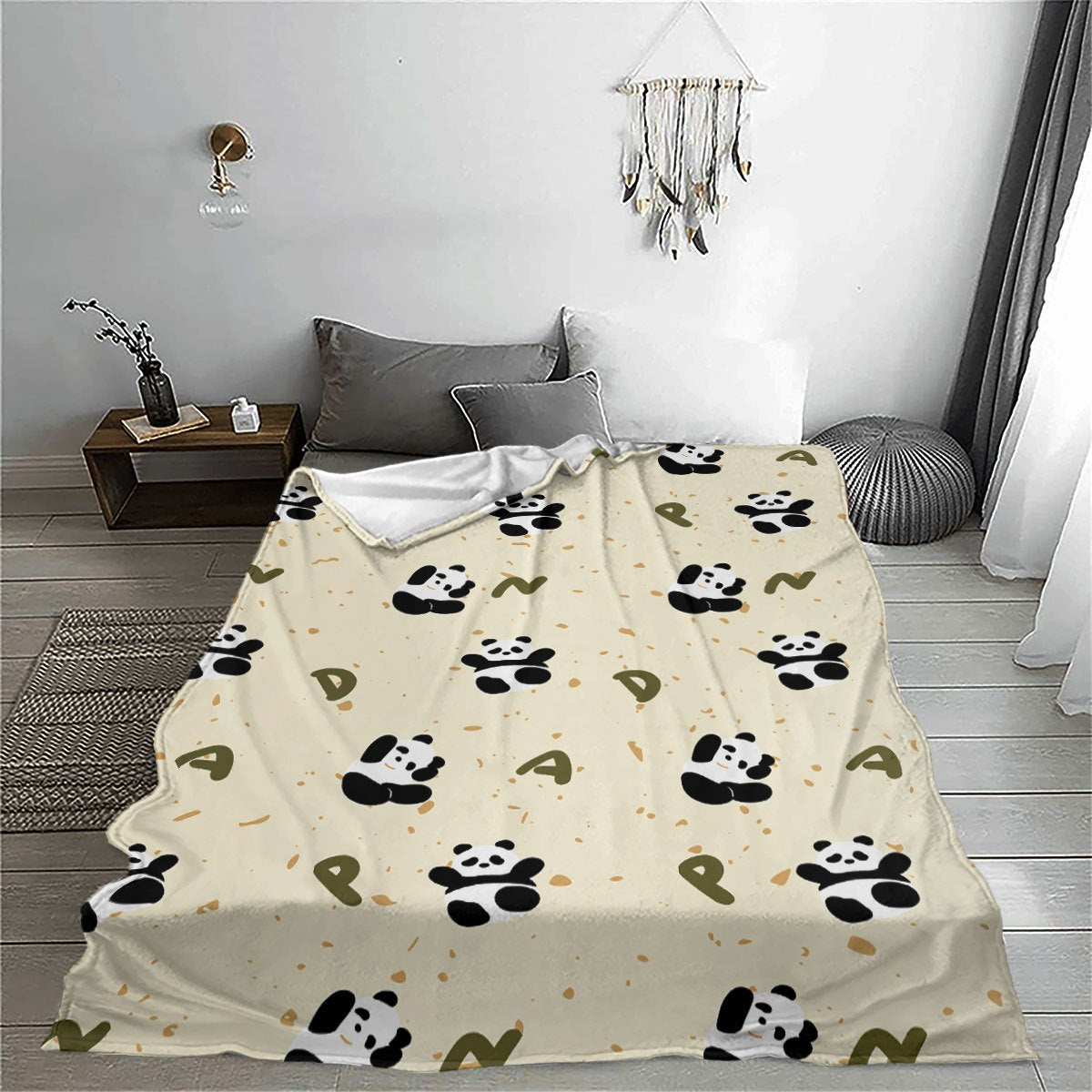 Panda Flannel Throw Blankets | Adorable Pattern, Plush & Washable for Sofa, Bed & Office