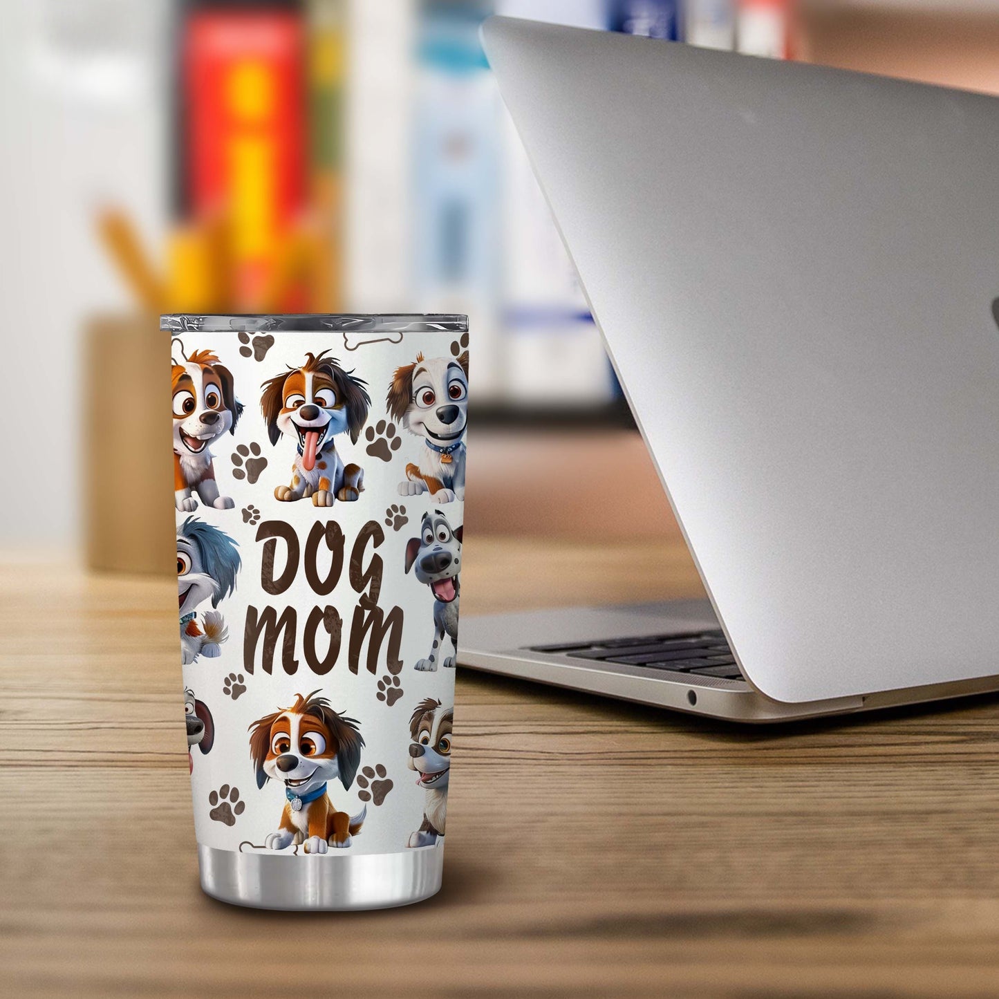 Proud Dog Mom Tumbler - 20oz Leakproof Travel Mug, Double Wall Insulated with Playful Print, The Perfect Gift for Her & The Pup Squad