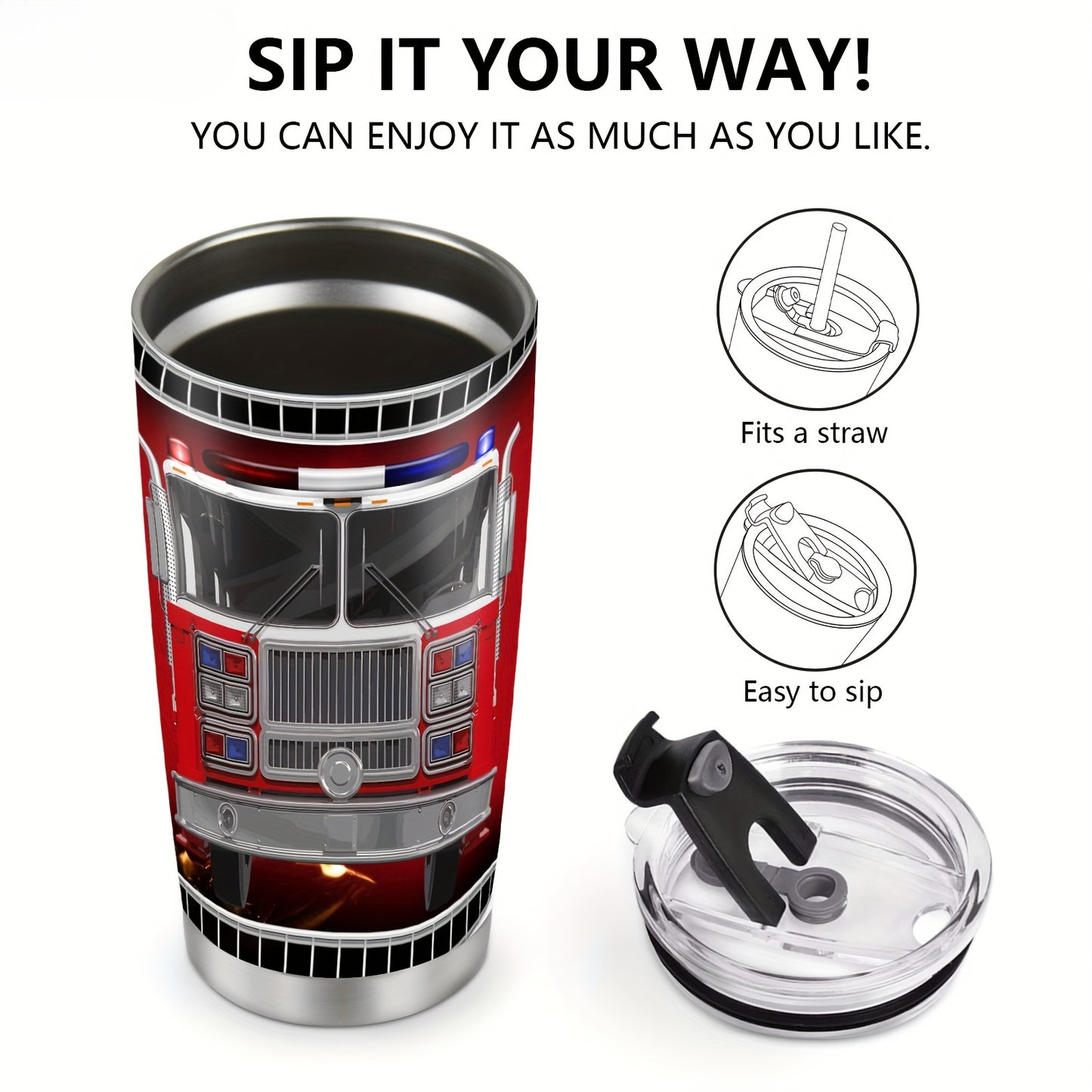 For Our Heroes Tumbler - 20oz Insulated Firefighter Travel Mug, A Badge of Honor & Daily Essential, Ultimate Gift for Firemen & Sons
