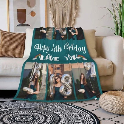 Custom Photo Collage Blanket - Personalized Family & Memory Print on Polyester, Modern Digital Art Gift for Christmas, Birthday, Anniversary