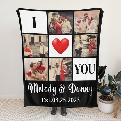 Custom Heart Photo Blanket - Personalized Couple Gift in Heart Shape Frame, Ultra-Soft Polyester Fleece, Perfect Anniversary & Valentine's Day Keepsake