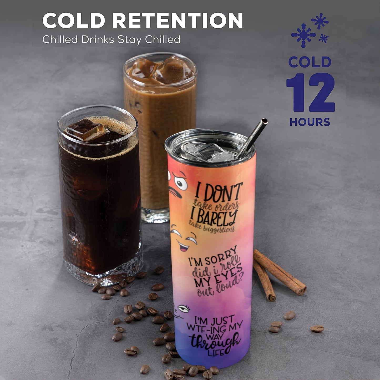 Sarcastic Skinny Tumbler Gift - 20oz Slim Design Stainless Steel Insulated Cup, Perfect Fit for Car, Travel & Office | Funny Coffee Mug for Friends, Him, Her