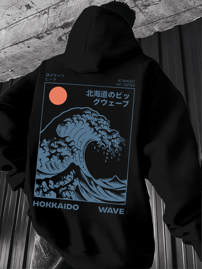 American Fresh Wave & Sunrise Hoodie - Men‘s Retro-Fit Pullover, Tailored Casual Streetwear with Vintage Americana Print