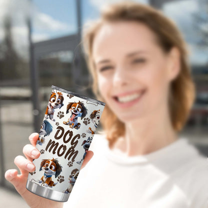 Proud Dog Mom Tumbler - 20oz Leakproof Travel Mug, Double Wall Insulated with Playful Print, The Perfect Gift for Her & The Pup Squad