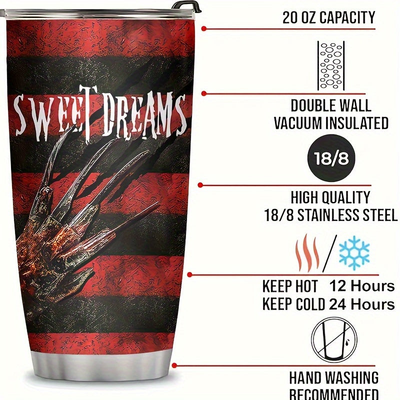 Limited Edition Halloween Tumbler for Horror Enthusiasts - 20oz Insulated 304 Stainless Steel Cup, Double-Wall Technology Keeps Drinks Hot/Cold 12-24H - Collector's Item & Ultimate Gift for Men