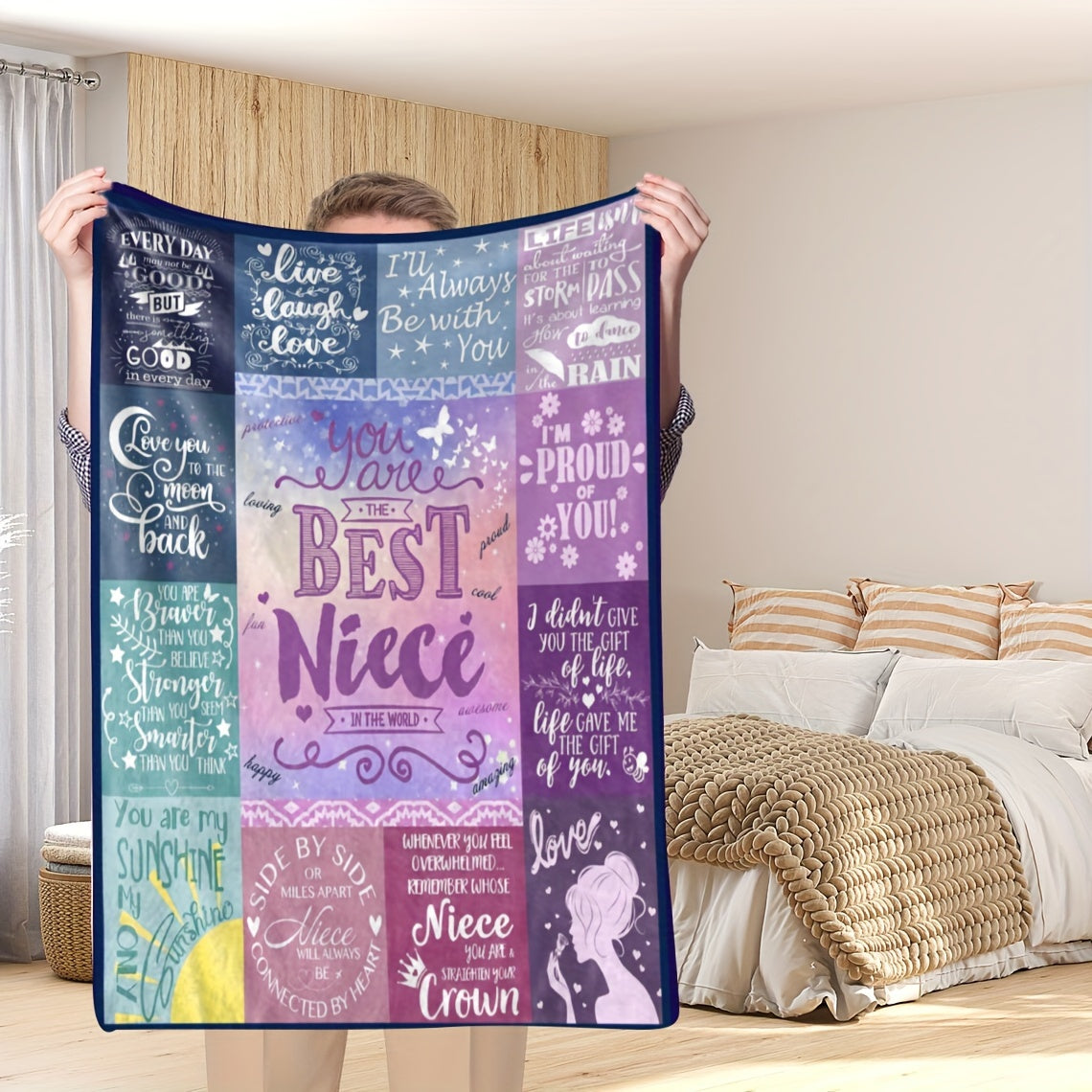 To My Dearest Niece - A Cozy Hug in Blanket Form | Soft Flannel Sofa Throw for Movie Nights, Perfect Birthday & Holiday Gift