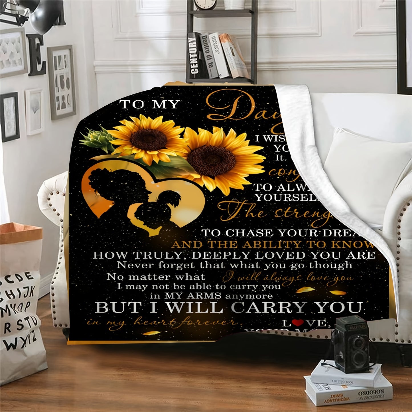 From Mom to Daughter - A Cozy Flannel Blanket for Sofa Snuggles & TV Nights | A Heartfelt Gift to Keep Her Warm & Create Lasting Birthday/Holiday Memories