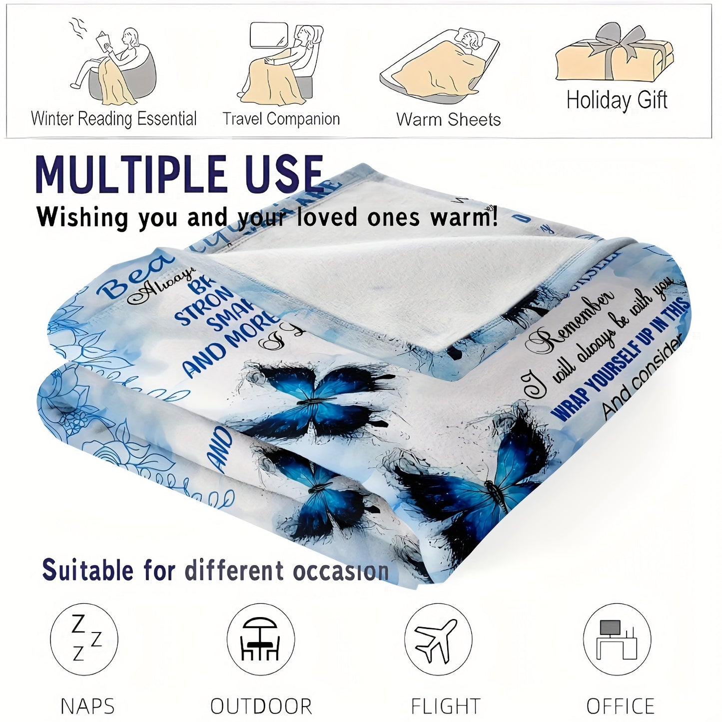 Winter Warm Flannel Camping Blanket - Ultra-Soft & Insulated for Travel, Cozy Birthday & Christmas Gift for Niece, Teen Girls, Outdoor Adventures