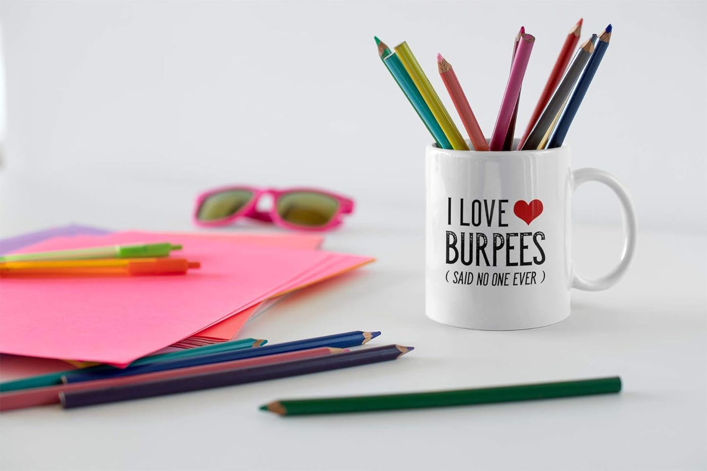 Casitika "I Love Burpees" 11 oz Workout Coffee Mug - Funny Gym Cup for Women & Men, Exercise Lovers