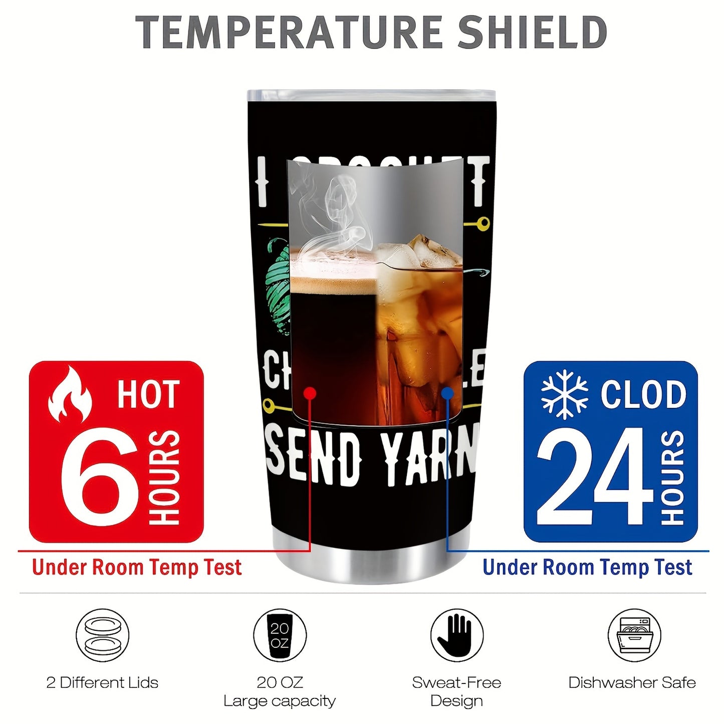 20oz Stainless Steel Vacuum Insulated Tumbler with Lid - Double Wall Thermal Cup for Hot & Cold Drinks, All-Season Travel Mug for Camping, Hiking, Office