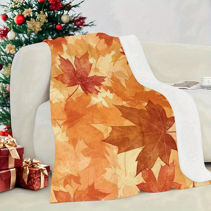 Vibrant Fall Maple Leaf Flannel Blanket - Soft & Warm, for Home, Office, Camping & Holiday Gifting