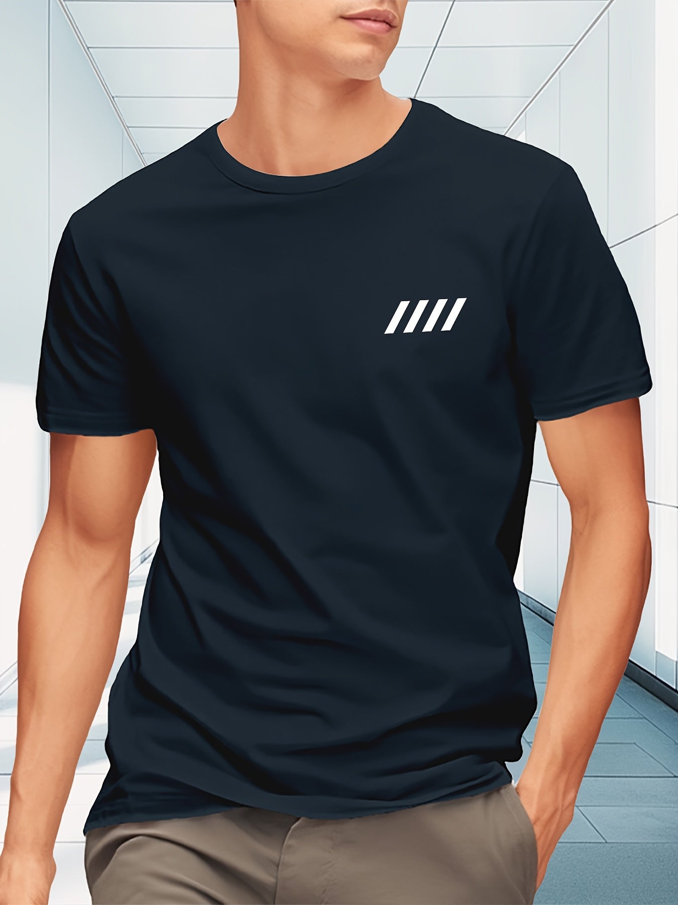 Minimalist Short Sleeve T-Shirt for Men Streetwear Trend Graphic Print Casual Crew Neck Tee Shirts Tops