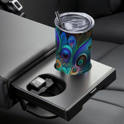 Neon Peacock Tumbler 20oz - Insulated Stainless Steel Cup with Straw & Lid | Vibrant Gift for Women, Girls, Birthday & Festivals, Hand Wash Only