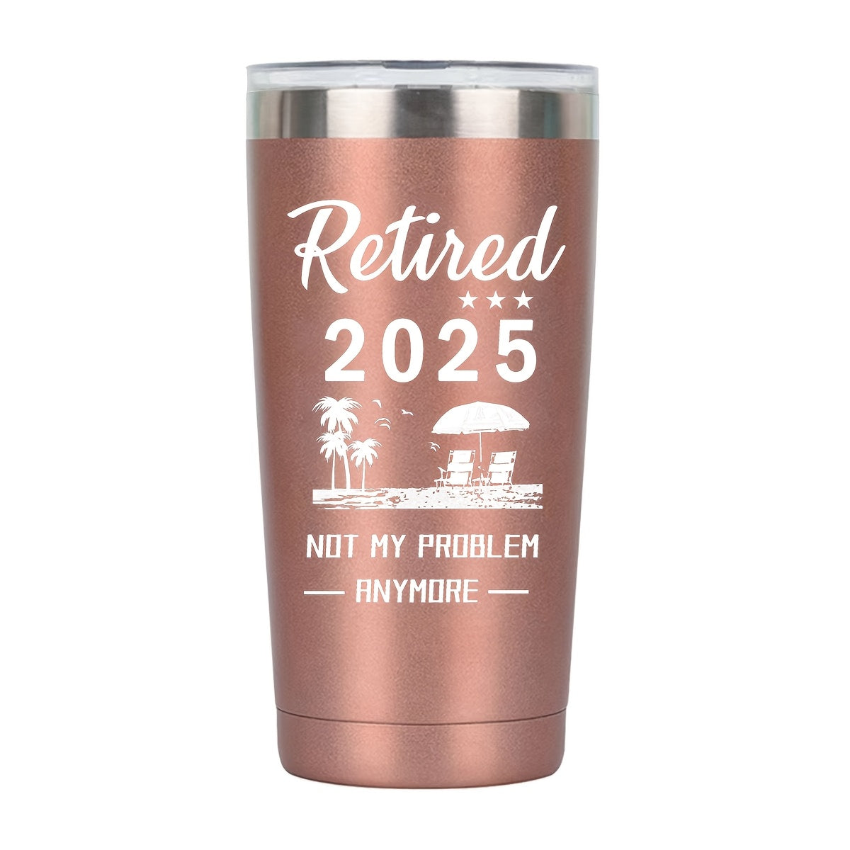 "Retired 2024: Not My Problem Anymore" Tumbler - 20oz Stainless Steel Oval Travel Mug | Funny Retirement Gift with Non-Slip Grip