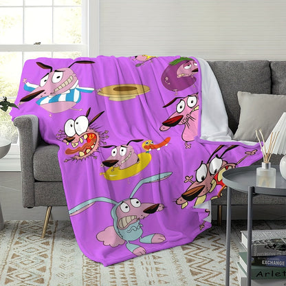 Cartoon Character Applique Thick Knit Blanket - Soft Polyester Year-Round Throw, Fun & Durable for Indoor & Outdoor Use, Machine Washable Animated Print