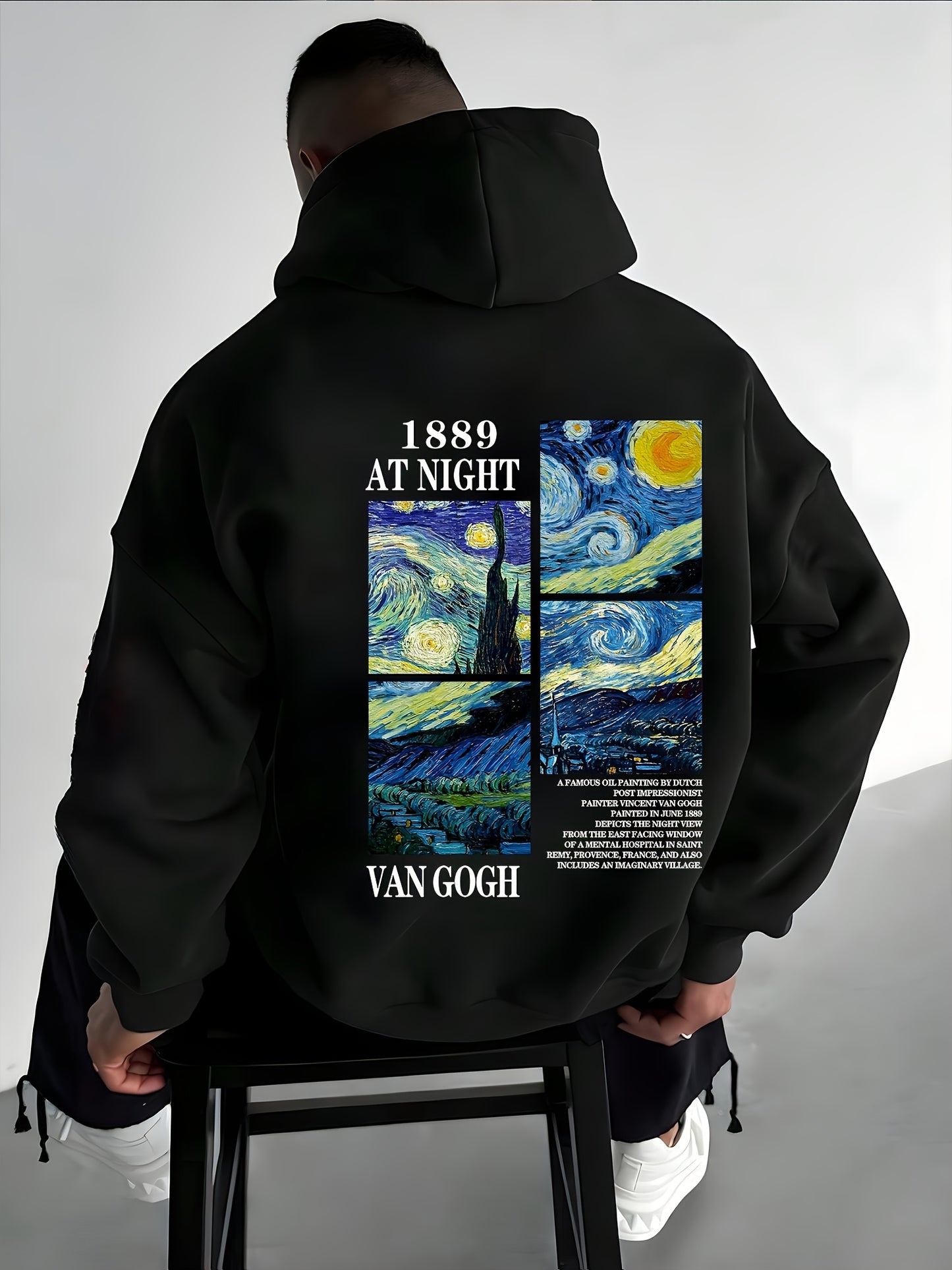 Wearable Art Hoodie: Van Gogh‘s Starry Night - Museum-Quality Graphic Pullover, Machine-Washable & Comfortable | Must-Have for Art Lovers & Unique Gift