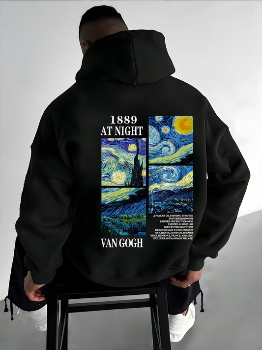Wearable Art Hoodie: Van Gogh‘s Starry Night - Museum-Quality Graphic Pullover, Machine-Washable & Comfortable | Must-Have for Art Lovers & Unique Gift